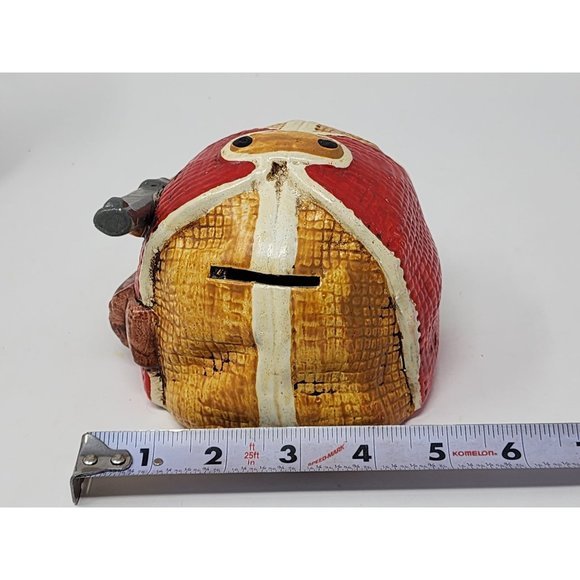 Vintage Hunting Hat Coin Bank With Stopper Red Gold And Yellow - Picture 9 of 10